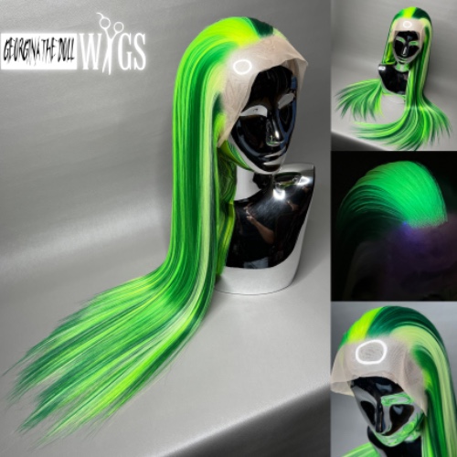 HISSS Custom Colored Lace Front Wig (Large Cap, 13x3 Lace Front, Green Rainbow) MADE TO ORDER | Green Rainbow (1-2 Month Turnaround Estimate) / 24”