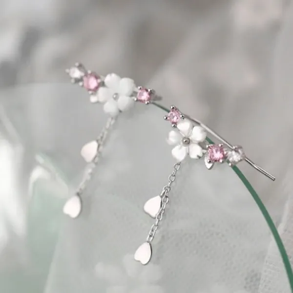 Kawaii White Sakura Earrings