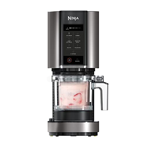 Ninja CREAMi Ice Cream Maker & Frozen Dessert Maker with 3 Tubs, 7 Programs, Makes Ice Cream, Gelato, Sorbet, Smoothie Bowl, Milkshakes and more, Black/Silver, Makes 1.4L of Ice Cream, NC300UK - Silver - 473ml
