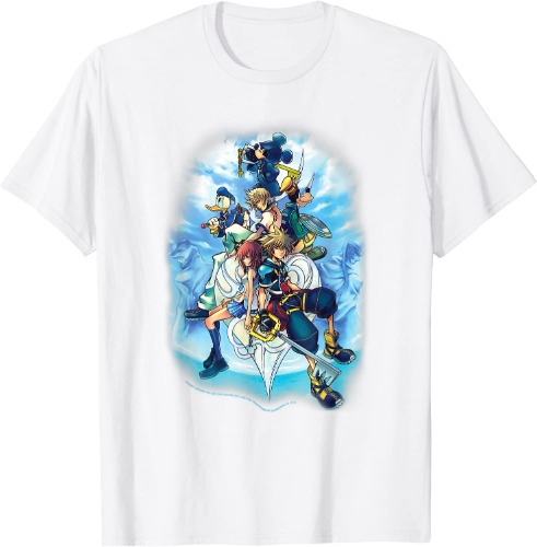 Disney Kingdom Of Hearts Sky Group Faded Design T-Shirt