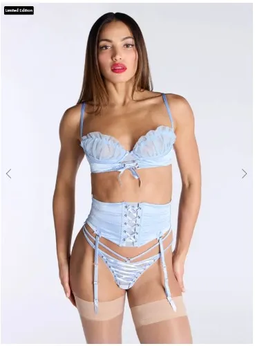 Antoinette Satin Set Baby Blue Boux Avenue