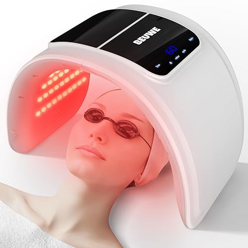 Red-Light-Therapy-Mask, Led Light Therapy for Face, 7 Colors Led Face Mask Facial Led Light Therapy Tool Skin Care Equipment at Home, Facial Neck Body Hand Beauty Mask - White
