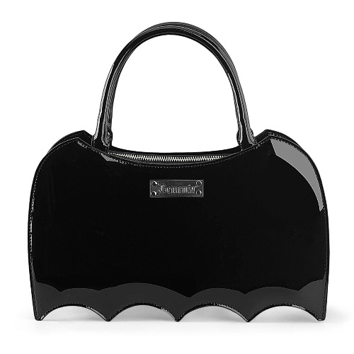 Demonia Patent Bat Shaped Handbag | Black/Red