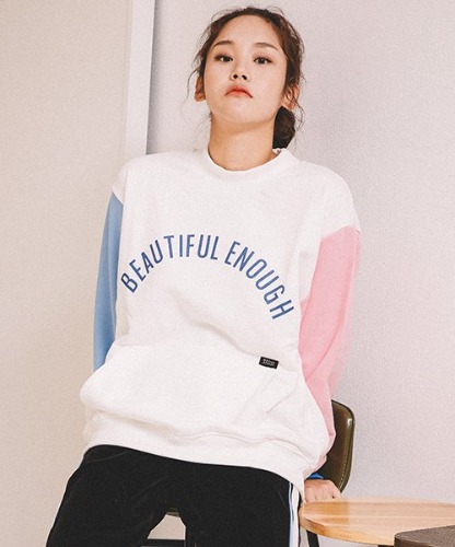 MOTIVE STREET - COLOR BLOCK SWEATSHIRT IVORY - Kmall24
