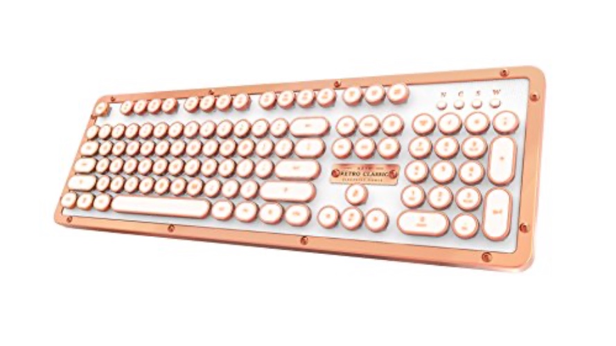 Azio Retro Classic Bluetooth (Posh) - Wireless/USB Wired Leather Vintage Backlit Mechanical Keyboard for PC/Mac (MK-RETRO-L-02B-US) - Posh - Retro Classic Bluetooth - Keyboard