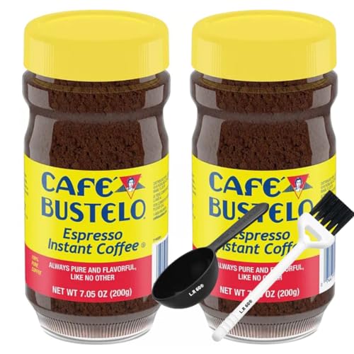2 pack of Cafe Bustelo®' Instant Coffee - Bold and Rich Espresso Flavor, 100% Arabica Beans, 7.05 oz Jar BONUS (1) Coffee Powder Spoon
