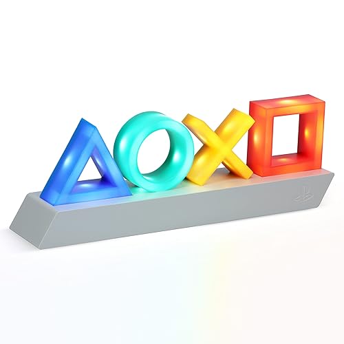 Paladone Playstation Heritage Icons Light, Desktop Game Room Lighting Accessories, 3 Dynamic Light Modes, Powered by USB or Batteries - Playstation