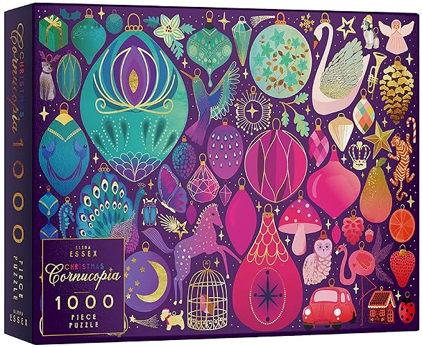 Christmas Puzzle - Christmas Cornucopia | Christmas Puzzles 1000 Pieces | Puzzles for Adults 1000 Pieces and Up | Puzzle Jigsaws Size 28 x 20 inches | Elena Essex Puzzles - Christmas Puzzle