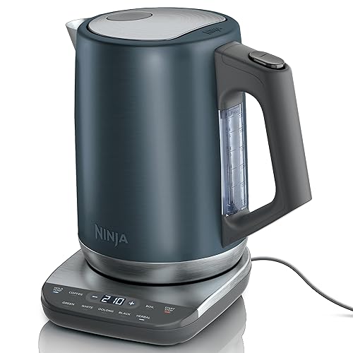 Ninja KT200BL Precision Temperature Electric Kettle, 1500 watts, BPA Free, Stainless, 7-Cup Capacity, Hold Temp Setting, Blue Stainless - Blue Stainless