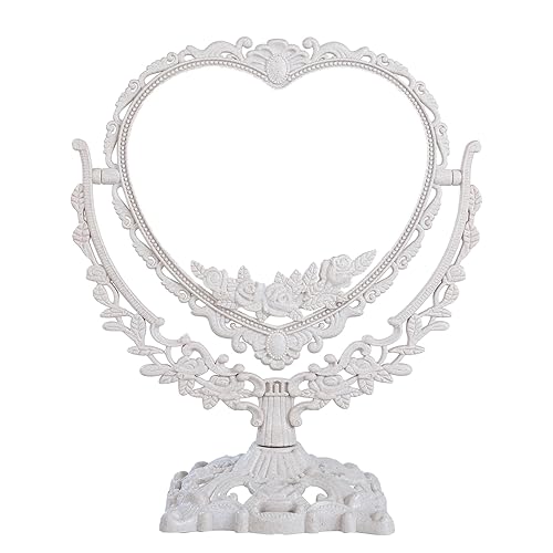 MAIGO Heart Mirror - Coquette Vanity Desk Mirror, Heart Shaped Mirror, Vintage Ornate Mirror, Aesthetic Mirror, Small Cute Vanity Mirror, Princess Mirror, Double Sided Mirror, Aesthetic Mirror Heart