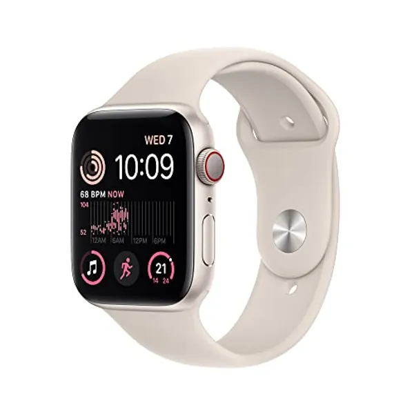 Apple Watch SE (2nd Gen) (GPS + Cellular 44mm) Starlight Aluminium Case with Starlight Sport Band, Regular (Renewed)