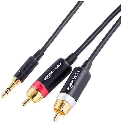 Amazon Basics 3.5mm to 2-Male RCA Adapter Audio Stereo Cable - 4 Feet - 4 Feet 5-Pack Adapter Cable