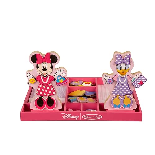 Melissa & Doug Disney Minnie Mouse and Daisy Duck Magnetic Dress-Up Wooden Doll Pretend Play Set (40+ pcs) Minnie Mouse Toys, Disney Dress Up Dolls For Preschoolers And Kids Ages 3+ - Minnie & Daisy - Play Set