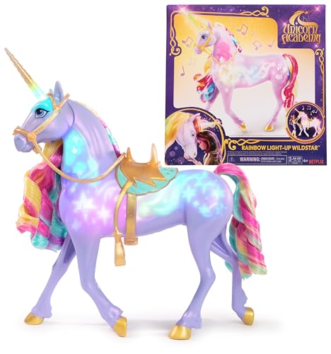 Unicorn Academy, Interactive Rainbow Light-up Wildstar Unicorn Toy with Lights, Sounds & Music, Dolls & Unicorn Toys for Girls Ages 4 and up - Rainbow Light-up Wildstar