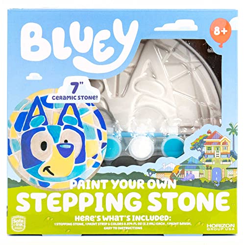 Bluey Paint Your Own Stepping Stone, Design 7 DIY Stone Art, Fun Kit for Kids, Less Mess Paintable Stones Art Set, Great Summer Activity Kids Ages 8, 9, 10, 11 - Bluey - Stepping Stone