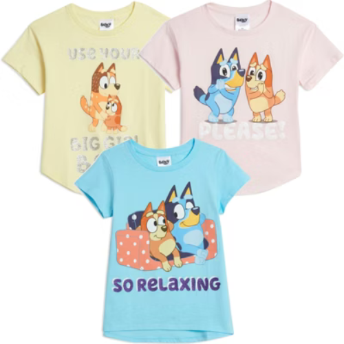 Bingo Mom Little Girls 3 Pack Graphic T-Shirts Blue / Pink / Yellow 5-6