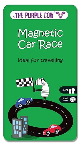 The Purple Cow Magnetic Travel Car Race Game - Airplane Games & Quiet Games. Game Box for Kids & Adults. Fun Game Where You Get to Race Each Other Around A Track, Car Race - Car Race