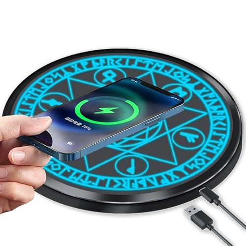 Wireless Charger Magic Qi 15W Wireless Charging Pad,Compatible with iPhone 15 14/14 Pro/14 Pro Max/Xs Max/XR/XS/X/8/8 Plus,Fast Charging S10/S10+/S9/S8/Note 10/10+/9/8 (No AC Adapter) - Blue