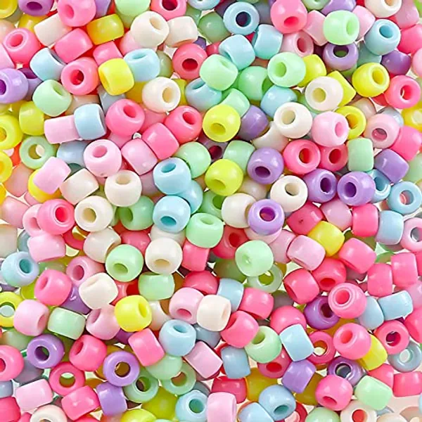 Pony Beads, 900 Pcs Pony Beads Bulk, Round Pony Loose Bead for DIY Craft, Bracelet, Making Jewelry, Necklace (Multiple Colors)