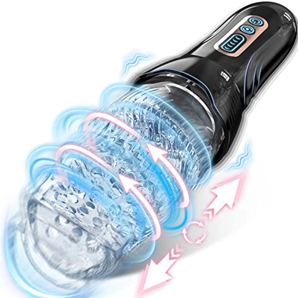 Automatic Male Masturbator Sex Toys, Uoffile Male Sex Toy with 5 Thrusting & Rotating & 10 Vibrating Modes, Adult Toys Men Masturbation Machine Electric Pocket Pussy Male Stroker Sex Toys for Men
