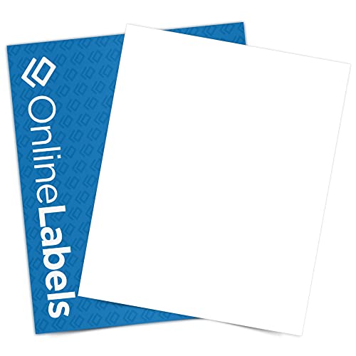 8.5 x 11 Waterproof White Matte Sticker Paper, Comparable to Vinyl (Inkjet Printers Only) - 25 Sheets - Full Sheet Labels - OnlineLabels - 25 Sheet Pack