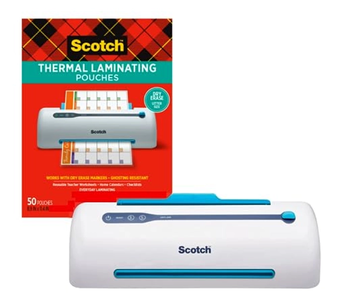 Scotch PRO TL906 Laminator and Scotch Dry Erase Laminating Pouches Letter Size 50-Pack Bundle