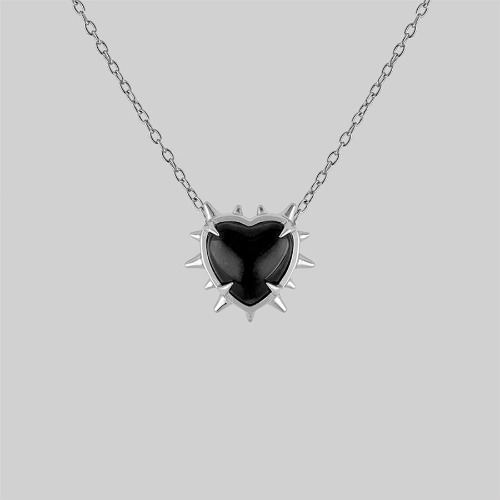 VOID. Spiked Black Glass Heart Necklace - Silver | Silver