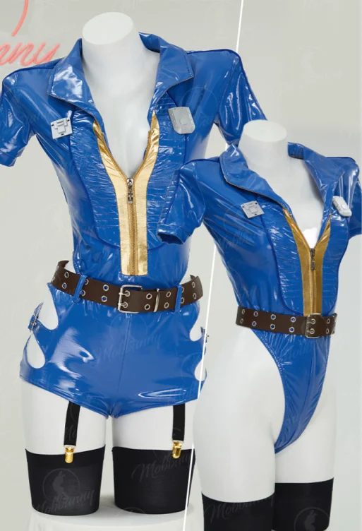 Lucy Derivative Sexy Lingerie Bodysuit Set Zipper Low Bodysuit and Cutout Shorts with Gloves Socks