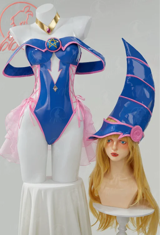 YGO Black Magic Girl Derivative Sexy Lingerie Bodysuit Hollow Strapless Side Lace-up Bodysuit with Hat