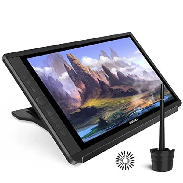 Drawing Tablet with Screen, 15.6'' XOPPOX Graphics Drawing Monitor Pen Display with 1080P Full Laminated Screen,Tilt 8192 Levels Battery-Free Stylus,Adjustable Stand,Compatible for Window/Mac