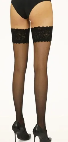 Black Satin Touch Stay Ups