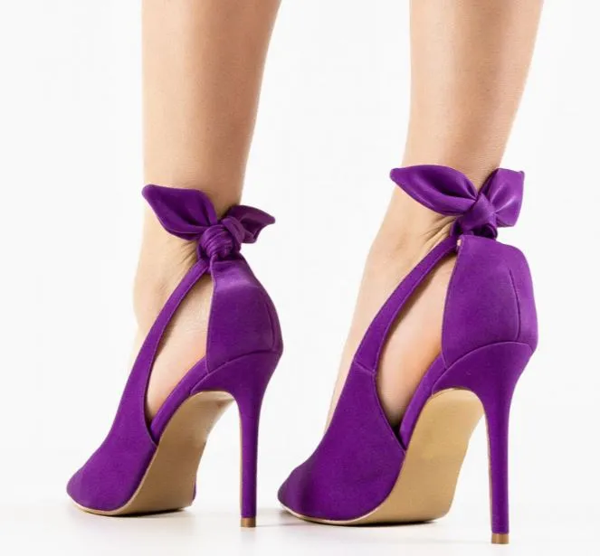 Purple Bow High Heels