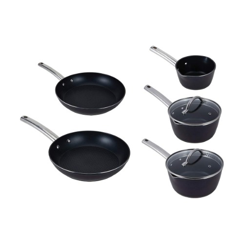 5 Piece Lustre Cookware Set Kitchen Home with Glass Lids, Frypans