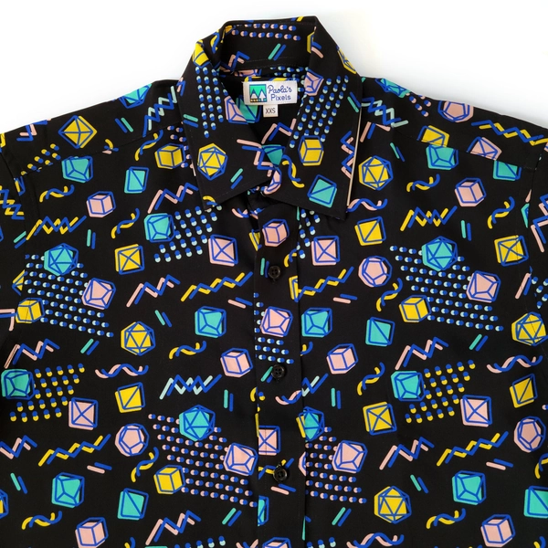 Black 90s Dice Unisex Button Up, Dungeons and Dragons Button Up, Geeky Button Up