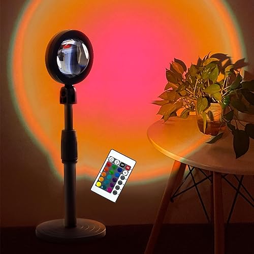 ZEYXINH Lampe Coucher de Soleil, 16 Couleurs Rainbow Projecteur Coucher de Soleil Sunset Lamp, Lumières d'humeur réglables en Hauteur, Lumière de Nuit LED rotative à 360 ° pour Photographie - Sunset lamp with remote