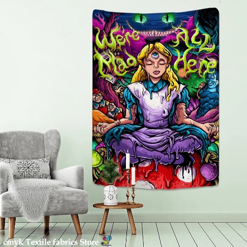 Anime Hippie Girl Wall Tapestry - cmyk777 / 230x180cm