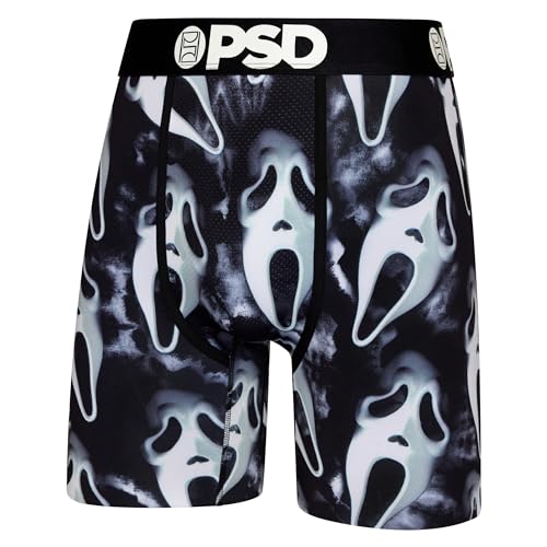 PSD Men's Horror & Halloween Theme Boxer Briefs - Breathable and Supportive Men's Underwear with Moisture-Wicking Fabric - Medium - Multi | Ghost Face Dark
