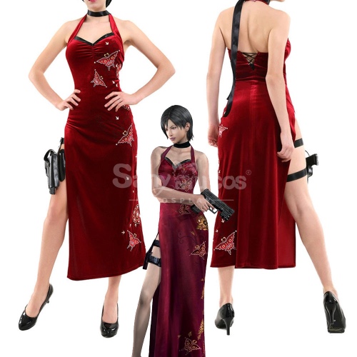 【In Stock】Game Resident Evil 4 Remake Cosplay Ada Wong Cheongsam Cosplay Costume - S
