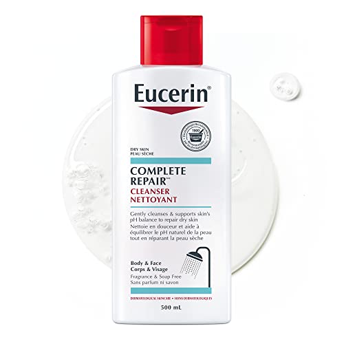 EUCERIN Complete Repair Cleanser for Dry to Very Dry Skin | Face & Body Wash, 500mL | Eucerin Body Wash | Fragrance-free Cream | Non-Greasy Cream | Recommended by Dermatologists - No fragrance - 500 ml (Pack of 1)