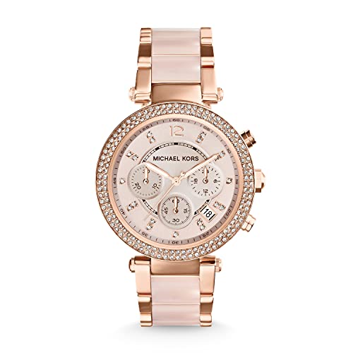 Michael Kors Watch for Men Lexington, movimiento cronógrafo de cuarzo, caja de acero inoxidable plateado de 44 mm con correa de acero inoxidable, MK8405 - Oro Rosa/Rosado