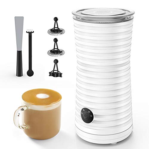 morpilot Espumador Batidor de Leche Automático Espuma Leche Caliente/Frío, Vaporizador de Leche Automático/Espumador/Calentador de Leche, 4 Funciones con Apagamiento Automático - Blanco