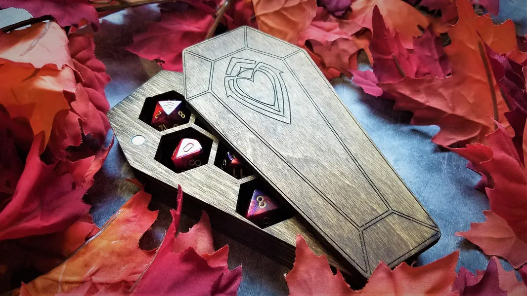 Coffin Dice Vault - Halloween Dice Box - Dungeons and Dragons - DnD - Tabletop Gaming - TTRPG - RPG - Polyhedral Dice - Dice Accessories