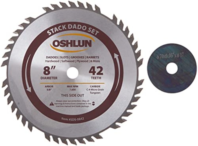 Oshlun SDS-0842 8-Inch 42 Tooth Stack Dado Set with 5/8-Inch Arbor - 8-Inch Dado - Stack Dado Set