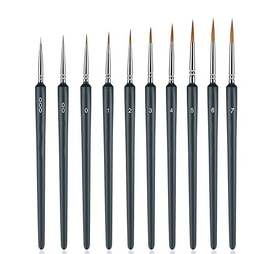 Morkia Détail Pinceau, 10 pcs pour la Peinture à L'aquarelle Gouache et Acrylique,Ldéal pour des Minutieux et Finition