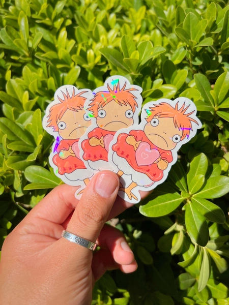 Ponyo Heart Studio Ghibli Stickers | Cute Sparkle Holographic Sticker | Best friend | Anime sticker | Ponyo | Goldfish | My Neighbor Totoro