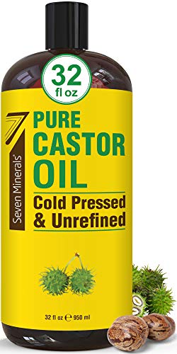 Pure Cold Pressed Castor Oil - Big 32 fl oz Bottle - Unrefined & Hexane Free - 100% Pure Caster Oil for Hair Growth, Thicker Eyelashes & Eyebrows, Dry Skin, Hair Care, Joint & Muscle Care - Pack of 1 - 32 Fl Oz (Pack of 1)