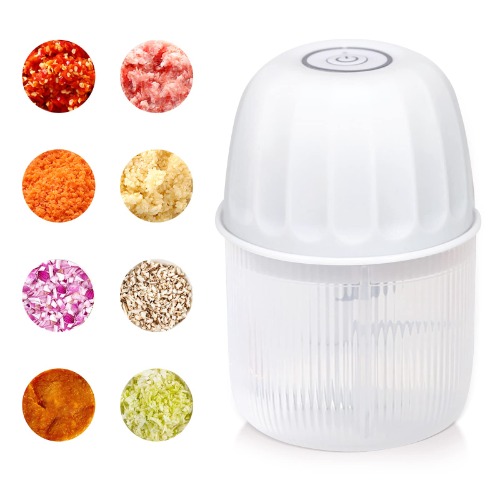 VOBAGA Mini Electric Garlic Chopper, USB Portable Food Processor Vegetable Garlic Blender Mincer for Onion, Chili, Meat, Carrot, Ginger, Puree Food, Spices - White