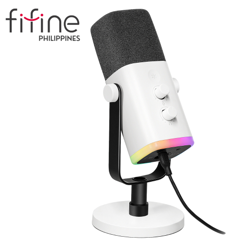 FIFINE AmpliGame AM8 XLR/USB Rgb Gaming Dynamic Microphone with Mute Button,Headphone Jack, Desktop Stand for PC,PS4,PS5