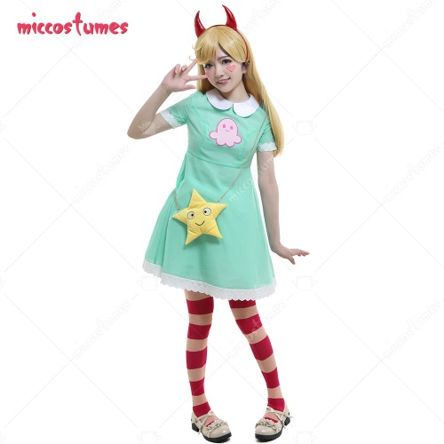 Disfraz de princesa Estrella Mariposa para niña, vestido verde, incluye accesorio para el cabello, bolsa de estrella - AliExpress 