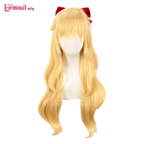 Peluca de Cosplay de Sailor Venus, pelo sintético resistente al calor, pelo largo, onda suelta, color rubio, correo electrónico, Minako Aino - AliExpress 